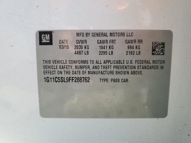 1G11C5SL9FF288762 - 2015 CHEVROLET MALIBU 1LT Ақ фото 13