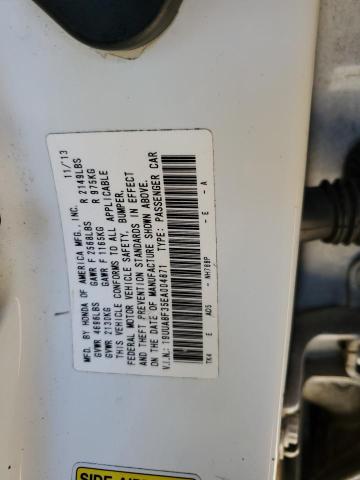 19UUA8F35EA004871 - 2014 ACURA TL SE WHITE photo 12