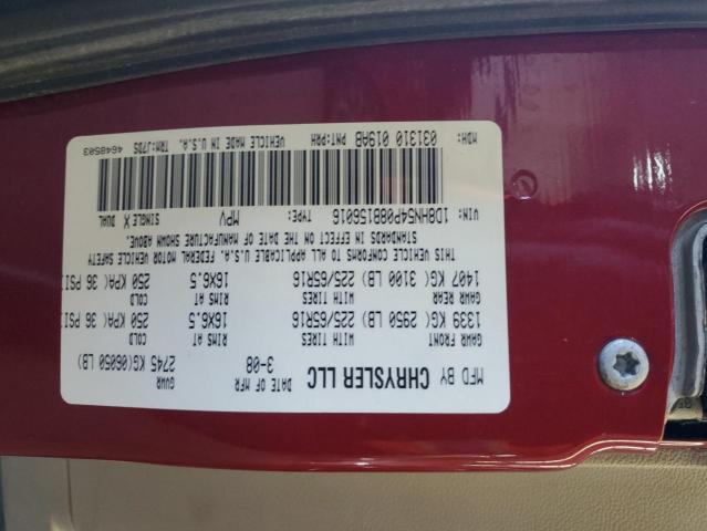 1D8HN54P08B156016 - 2008 DODGE GRAND CARA SXT RED photo 13