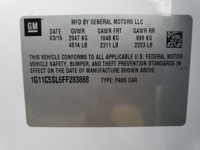 1G11C5SL6FF283888 - 2015 CHEVROLET MALIBU 1LT WHITE photo 13