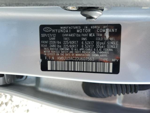 KM8JU3AC2DU607563 - 2013 HYUNDAI TUCSON GLS SILVER photo 13