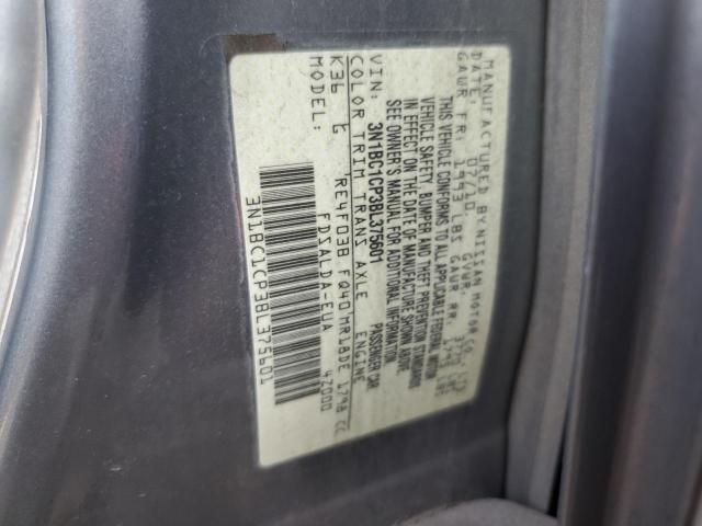 3N1BC1CP3BL375601 - 2011 NISSAN VERSA S GRAY photo 12