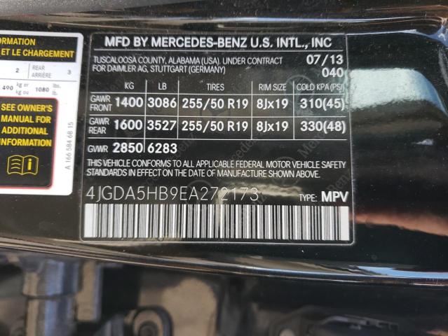 4JGDA5HB9EA272173 - 2014 MERCEDES-BENZ ML 350 4MATIC BLACK photo 13