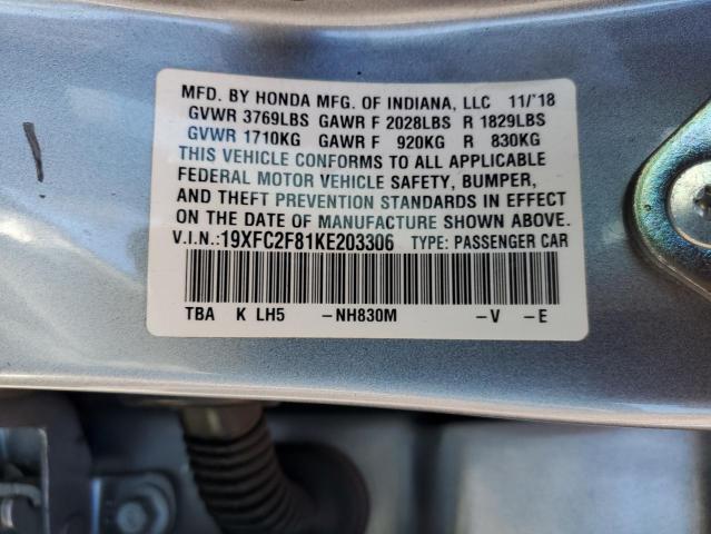 19XFC2F81KE203306 - 2019 HONDA CIVIC SPORT 银色 照片 12