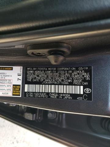 JTDKARFP4K3115586 - 2019 TOYOTA PRIUS PRIM 灰色 照片 12