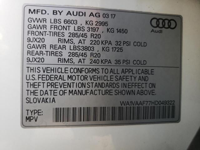 WA1VAAF77HD049322 - 2017 AUDI Q7 PRESTIGE 白色 照片 13