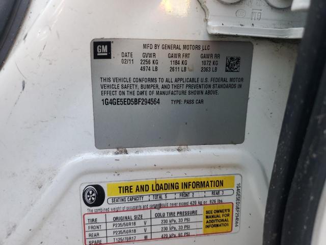 1G4GE5ED5BF294564 - 2011 BUICK LACROSSE CXS CREAM photo 12