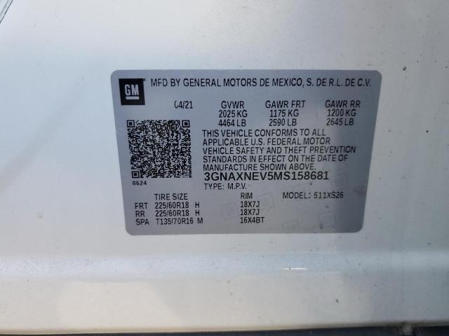 3GNAXNEV5MS158681 - 2021 CHEVROLET EQUINOX PREMIER WHITE photo 13