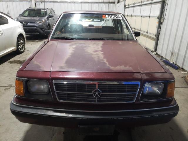 3B3BK46D1KT974727 - 1989 DODGE ARIES LE BURGUNDY photo 5