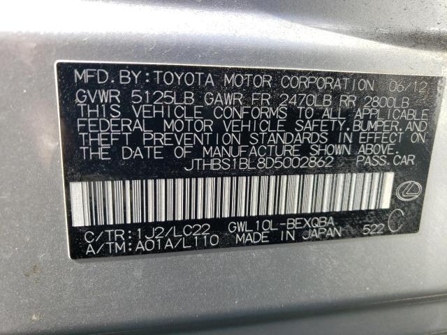 JTHBS1BL8D5002862 - 2013 LEXUS GS 450H SILVER photo 13