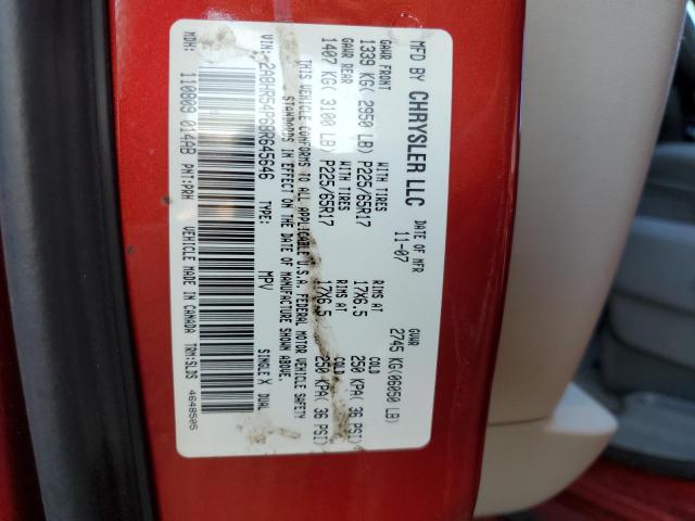 2A8HR54P68R645646 - 2008 CHRYSLER TOWN & COU TOURING 红色 照片 12