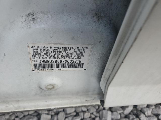 JHMGD38667S003818 - 2007 HONDA FIT S 白色 照片 12