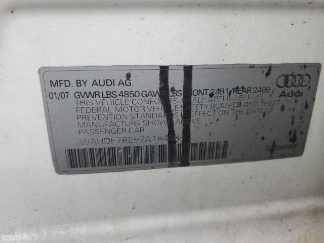 WAUDF78E57A184085 - 2007 AUDI A4 2.0T QUATTRO WHITE photo 12