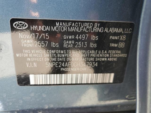 5NPE24AF0GH347934 - 2016 HYUNDAI SONATA SE BLUE photo 12