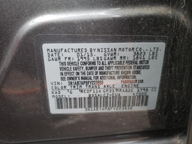 3N1AB7AP8FY223858 - 2015 NISSAN SENTRA S GRAY photo 12