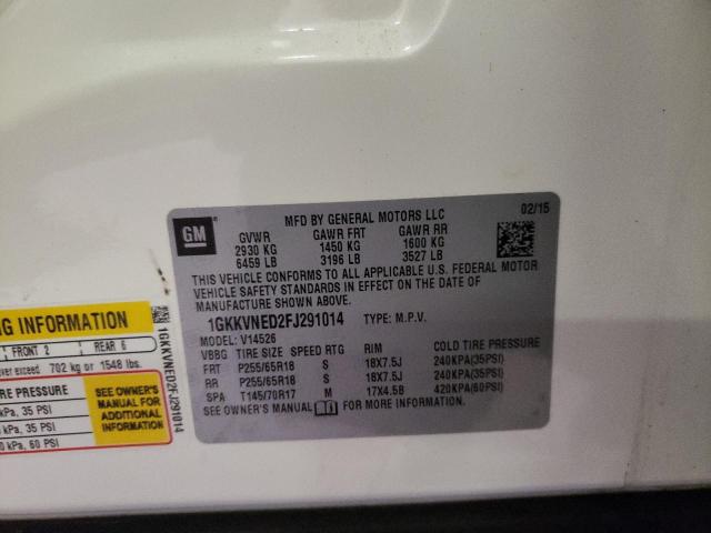 1GKKVNED2FJ291014 - 2015 GMC ACADIA SLE WHITE photo 13