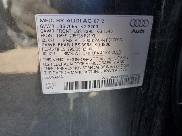 WA1WMAFE5DD002908 - 2013 AUDI Q7 PRESTIGE GRAY photo 12