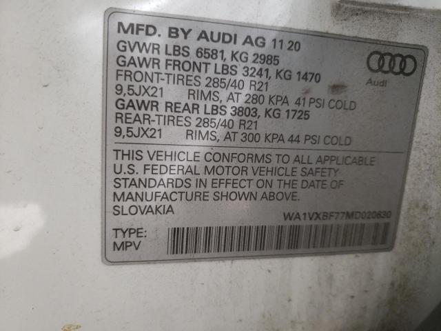 WA1VXBF77MD020630 - 2021 AUDI Q7 PRESTIGE WHITE photo 13