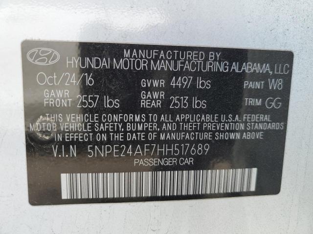 5NPE24AF7HH517689 - 2017 HYUNDAI SONATA SE WHITE photo 12