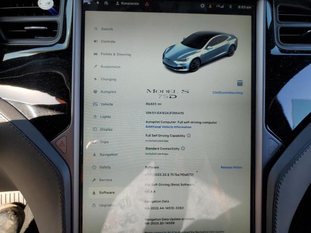 5YJSA1E2XJF265470 - 2018 TESLA MODEL S შავი ფოტო 9