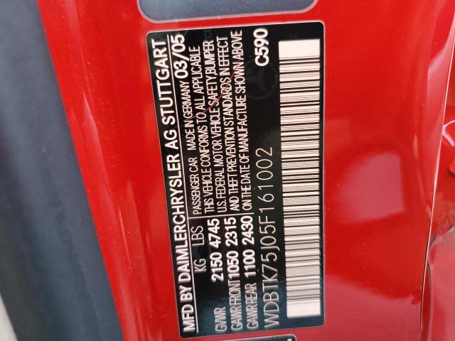 WDBTK75J05F161002 - 2005 MERCEDES-BENZ CLK 500 RED photo 12