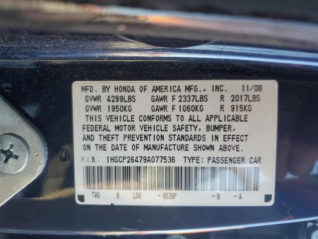 1HGCP26479A077536 - 2009 HONDA ACCORD LXP BLUE photo 12