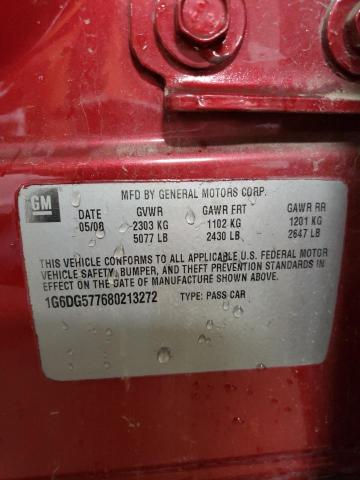 1G6DG577680213272 - 2008 CADILLAC CTS RED photo 12