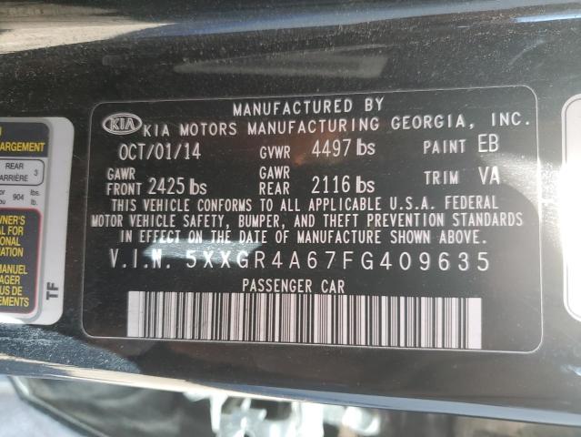 5XXGR4A67FG409635 - 2015 KIA OPTIMA SX BLACK photo 12