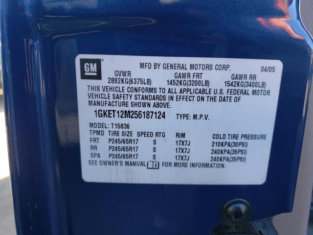 1GKET12M256187124 - 2005 GMC ENVOY XUV BLUE photo 13