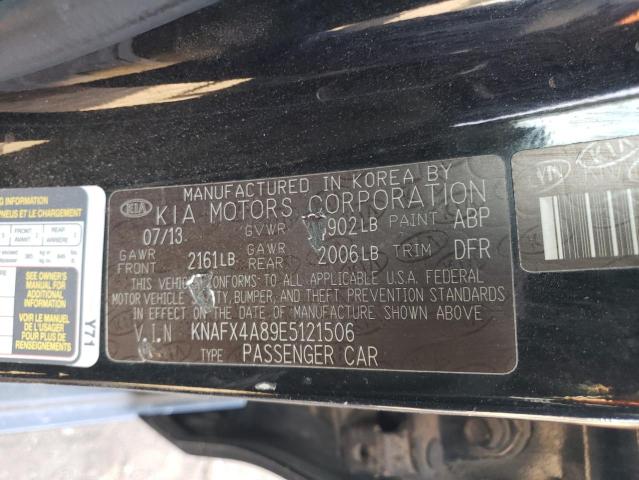 KNAFX4A89E5121506 - 2014 KIA FORTE EX BLACK photo 12