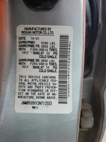 JN8DR09YX2W712553 - 2002 NISSAN PATHFINDER LE 银色 照片 13