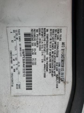 1FAFP53UX4A122212 - 2004 FORD TAURUS SE WHITE photo 12