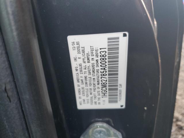 1HGCM82785A008831 - 2005 HONDA ACCORD EX BLACK photo 12