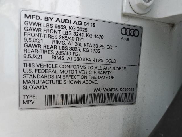 WA1VAAF76JD040021 - 2018 AUDI Q7 PRESTIGE თეთრი ფოტო 14