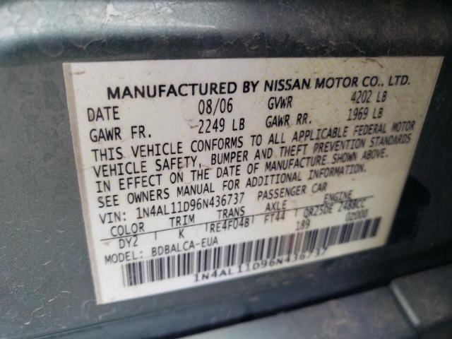 1N4AL11D96N436737 - 2006 NISSAN ALTIMA S GREEN photo 12