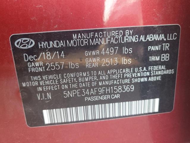 5NPE34AF9FH158369 - 2015 HYUNDAI SONATA SPORT RED photo 12