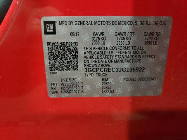 3GCPCREC3JG135922 - 2018 CHEVROLET SILVERADO C1500 LT RED photo 12