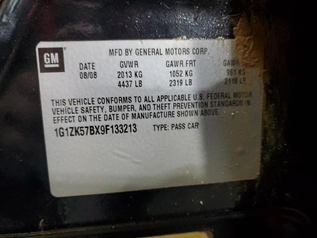 1G1ZK57BX9F133213 - 2009 CHEVROLET MALIBU LTZ შავი ფოტო 12