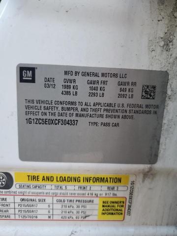 1G1ZC5E0XCF304337 - 2012 CHEVROLET MALIBU 1LT 白色 照片 12