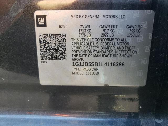 1G1JB5SB1L4116386 - 2020 CHEVROLET SONIC LS Boz foto 12