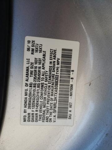 5FNRL3H7XAB088303 - 2010 HONDA ODYSSEY EXL SILVER photo 12