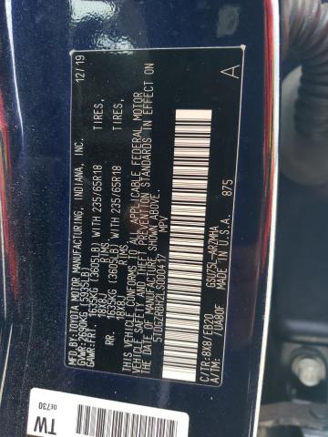 5TDGZRBH2LS000417 - 2020 TOYOTA HIGHLANDER XLE BLUE photo 13