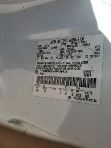 1FTKR1ADXAPA69938 - 2010 FORD RANGER WHITE photo 12