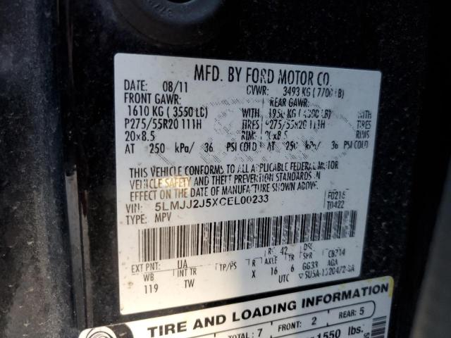 5LMJJ2J5XCEL00233 - 2012 LINCOLN NAVIGATOR 黑色 照片 13