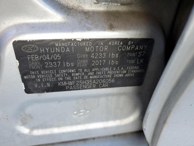 KMHWF25H35A206056 - 2005 HYUNDAI SONATA GL SILVER photo 12