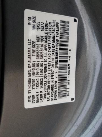 5FNRL38488B110959 - 2008 HONDA ODYSSEY EX GRAY photo 14