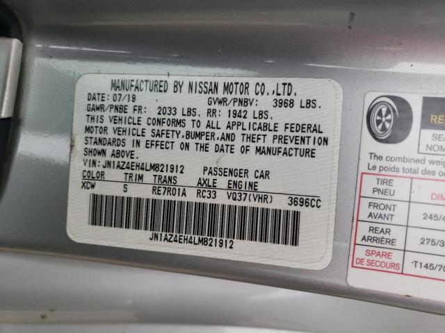 JN1AZ4EH4LM821912 - 2020 NISSAN 370Z BASE SILVER photo 12