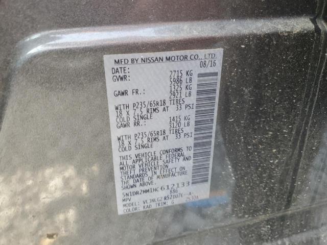 5N1DR2MM1HC612133 - 2017 NISSAN PATHFINDER S GRAY photo 13