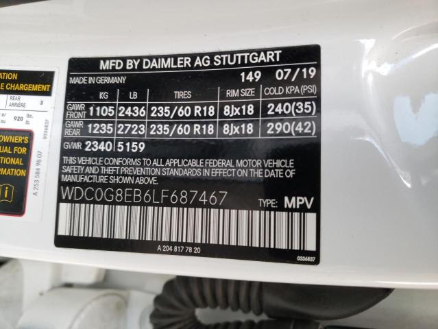 WDC0G8EB6LF687467 - 2020 MERCEDES-BENZ GLC 300 4MATIC WHITE photo 12