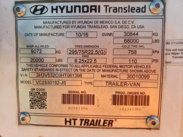 3H3V532C0HT061396 - 2017 HYUNDAI DRYVAN WHITE photo 10